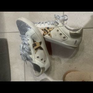 Golden Goose Style Supertar size 8.5 leopard with pink soles